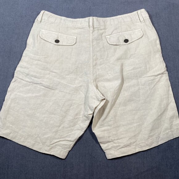 Lucky Brand Mens Beige Linen Cargo Shorts Size 38 With Buttoned Back Pockets - Picture 6 of 10